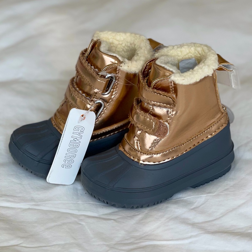 New Metallic Rose Gold Toddler Duck boots
